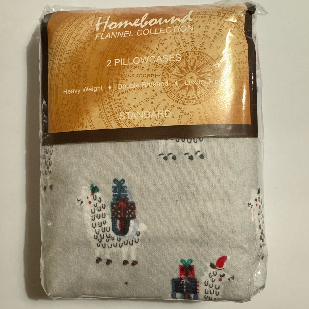 Homebound Flannel Christmas Llama Standard Pillow Cases One Pair New In Package